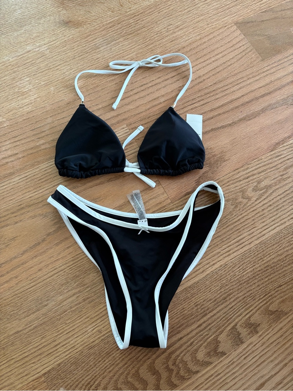 Aritzia Black with White Trim Bikini Set
